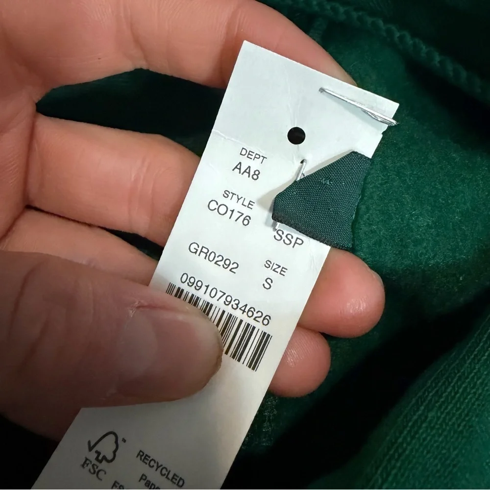 J crew serene spruce green '83 fleece hoodie